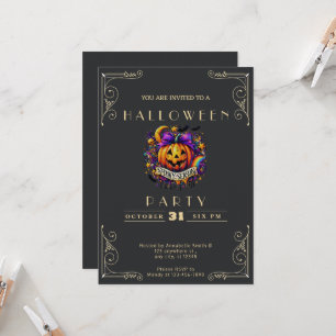 Krijtbord Zwart & Goud Griezelseizoen Halloween Kaart
