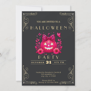 Krijtbord Zwart & Goud Jack-O'-Lantern Halloween Kaart