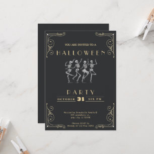 Krijtbord Zwart & Goud Zilver Skeletten Halloween Kaart