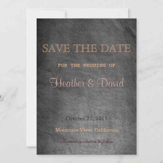 Krijtbordpatroon Opslaan Datum Bruiloft Uitnodigin Save The Date (Voorkant)