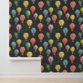 Krijtbordtekeningen Hete Luchtballon Kleurenpatroo Behang