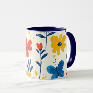 Krijtjes en vlinderbloemen mok