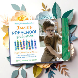 Krijtjes Foto Kleuterschool Diploma Uitnodiging