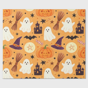 Krijtjes Kinderen Tekenen Whimsical Halloween Cadeaupapier