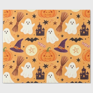 Krijtjes Kinderen Tekenen Whimsical Halloween Cadeaupapier