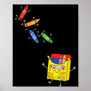 Krijtjes springen in doos schattige schoolspullen poster