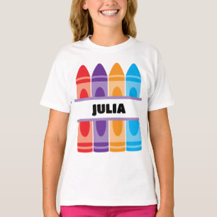 Krijtnaam T-shirt, kind school kleuterschool, T-shirt