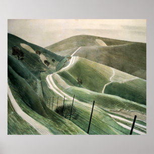  krijtschilden in Engeland, landschap herstellen Poster