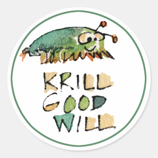 Krill Good Will kerstwalvis Envelope Seal Ronde Sticker (Voorkant)