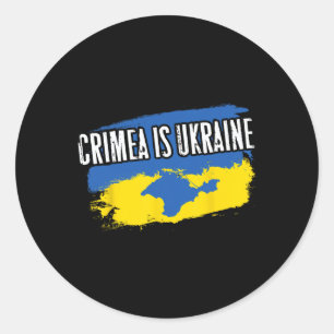Krim is Oekraïne - Ua Vlag Kleuren Kaart van Krim Ronde Sticker