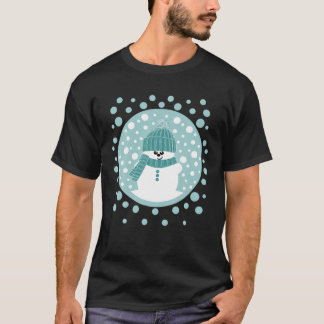 Krimbles Fun Dotty Snowman met Blauwgroen Pet T-shirt