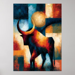 Kriminele Stier Japanse Geometrische Dier Kunst Poster
