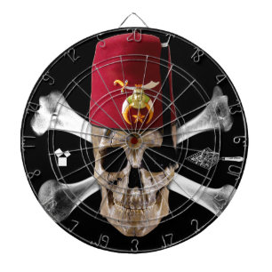 Krimpende Masonic Skull en Botten met Fez Dartbord