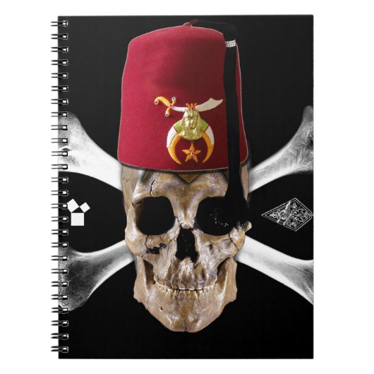 Krimpende Masonic Skull en Botten met Fez Notitieboek (Voorkant)