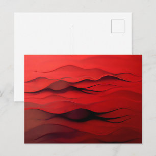 Krimson Flow – Abstracte Rode Golven van Beweging Briefkaart