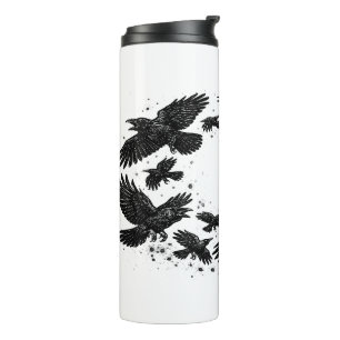 Kring van raven – Geïllustreerde geesteninkt Thermosbeker