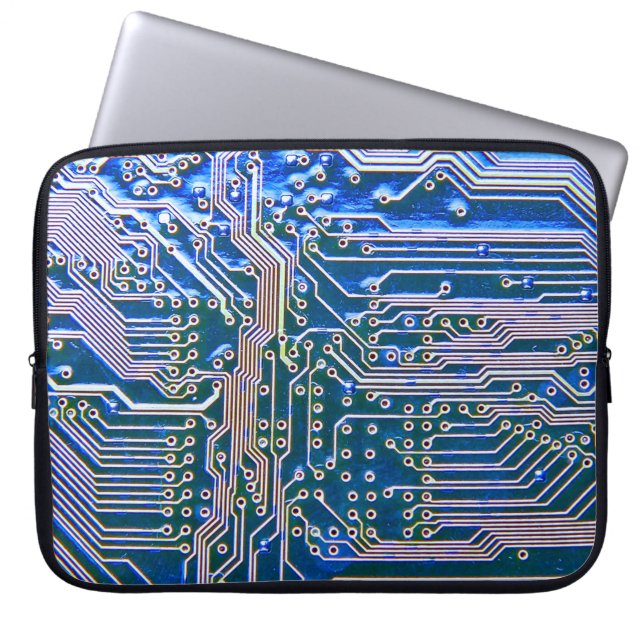 Kringprintplaat, computer, blauw, condensator, chi laptop sleeve (Voorkant)