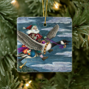 KRIS KRINGLE EN TOYS OP DE CANADIAANSE GOOSE CHRIS KERAMISCH ORNAMENT