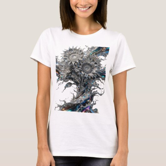 Kris silver ABSTRACT ART Statement T-shirt (Voorkant)