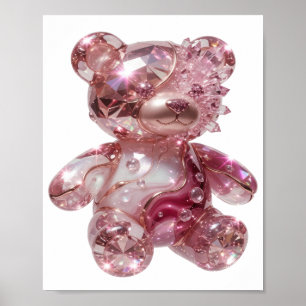 Kris zilver DIAMOND TEDDY BEAR 3D-tekst kunst Poster
