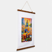 Krishna afbeelding hangend wandkleed (Gebogen)