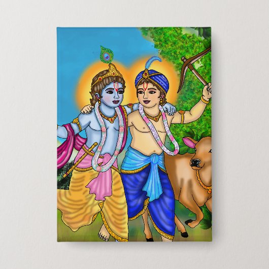 Krishna Balram Knop Button (Voorkant)