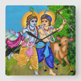 Krishna Balram Wandklok Vierkante Klok