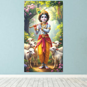 Krishna, de Goddelijke Herder Canvas Afdruk