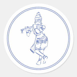 Krishna die Flute Indiase God Ronde Sticker