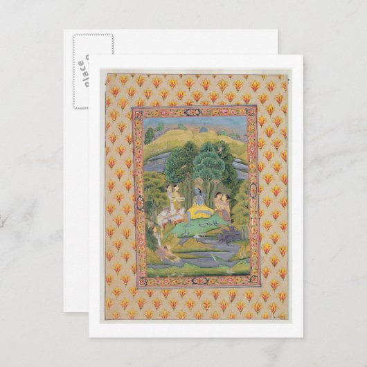 Krishna en de Gopis (gouache op papier) Briefkaart (Voorkant / Achterkant)