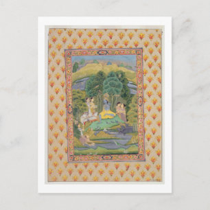 Krishna en de Gopis (gouache op papier) Briefkaart