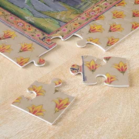 Krishna en de Gopis (gouache op papier) Legpuzzel (Zijkant)