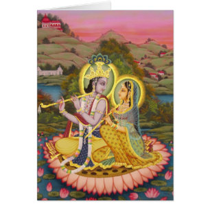 Krishna en Radha op lotus