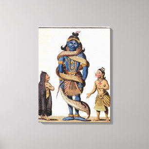 Krishna geperst door de Kaliya Serpent uit 'Voya Canvas Afdruk