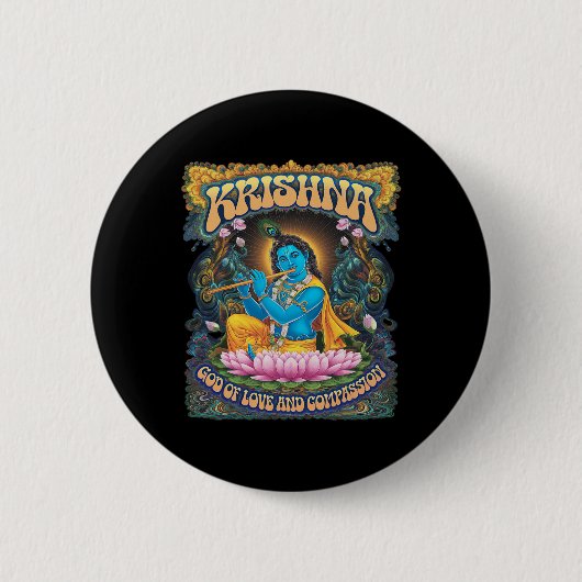 Krishna Hindoeïsme Ronde Button 5,7 Cm (Voorkant)