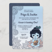 Krishna Hindu Style Birthday Party Kaart (Voorkant / Achterkant)