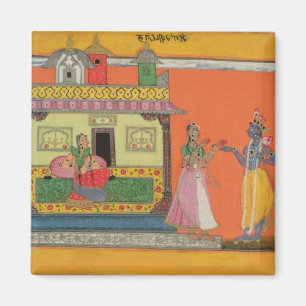 Krishna komt bij Radha's huis, illustratie voor Magneet