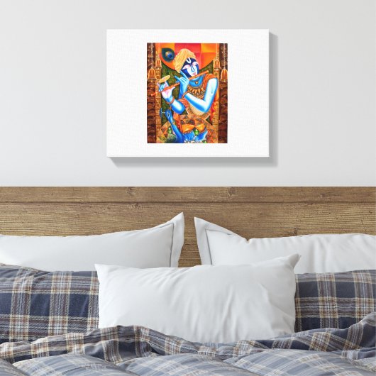 KRISHNA MET DE FLUIT CANVAS AFDRUK (Insitu (Slaapkamer))