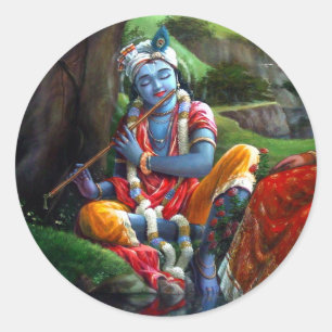 Krishna Painting (Indiase mythologie) Ronde Sticker