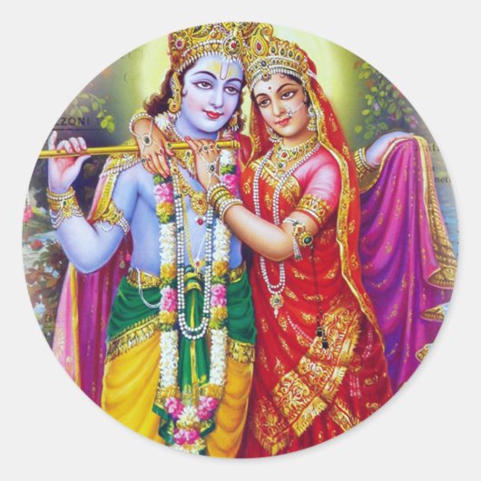 Krishna Ronde Sticker (Voorkant)