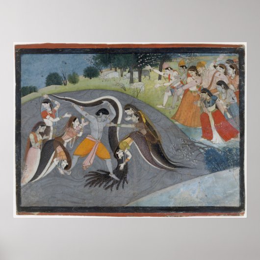 Krishna Subduing Kaliya, de Slangendemon Poster (Voorkant)