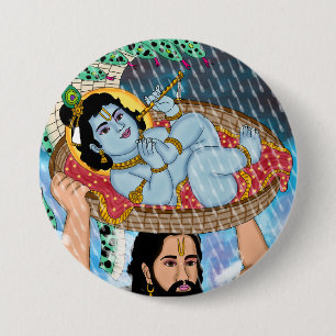Krishna & Vasudeva Knop Ronde Button 7,6 Cm