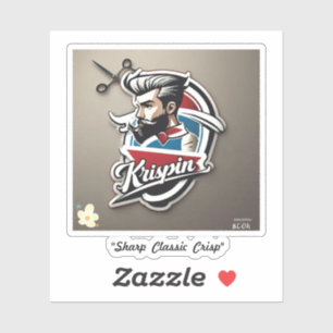 "Krispin Barber Shop Logo Design" Sticker