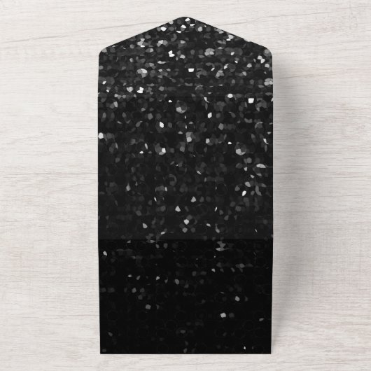 Kristal Black Bling Strass All In One Uitnodiging (Buitenkant)