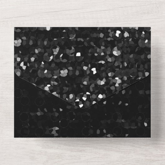 Kristal Black Bling Strass All In One Uitnodiging (Achterkant)