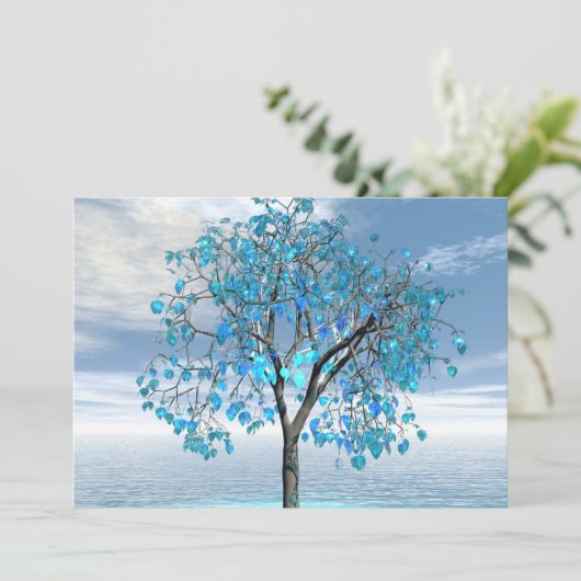 Kristal Blue Tree Wenskaart Kaart (Staand voorkant)