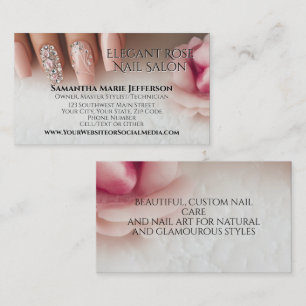 Kristal Blush Moderne Elegante Manicure Nagelsalon Visitekaartje