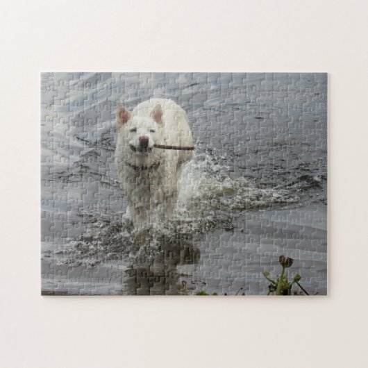 Kristal de Happy Husky Dog Jigzaag Puzzle Legpuzzel (Horizontaal)