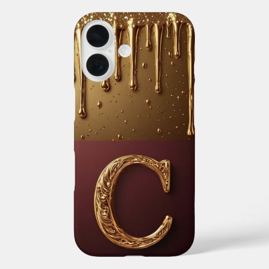 💎 Kristal Glitter C Monogram Drip Luxe  Case-Mate iPhone Case (Achterkant)
