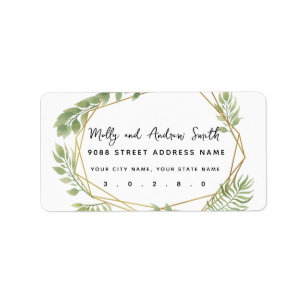 kristal greenery leaf address label party/bruiloft